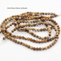 Perles de pierre naturelle en jaspe, facettées, motif marron, 2 mm, 3 mm et 4 mm, pour la fabrication de bijoux