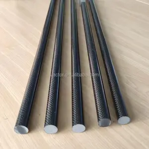 Tige en Fiber de carbone solide de Surface 3K, tiges/poteaux/bâtons en carbone pultrudés