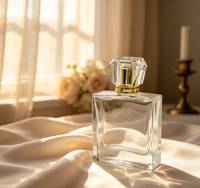Flacon de parfum en verre carré plat de 100 ml, rechargeable, vide, avec bouchon à vis pour emballage cosmétique