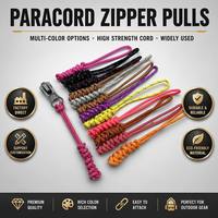Tali Ritsleting Paracord Poliester Anyaman Kustom Grosir, Tahan Lama, Multiwarna, Reflektif Untuk Ransel Outdoor
