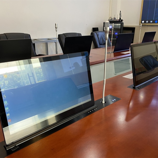 High Quality Electric Pop up Screen Microphone Conference System Motorized Lcd Monitor Lift