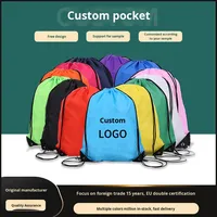 Sac à dos à cordon en polyester 210D sac de publicité promotionnelle en stock Logo personnalisé événements marathon recyclable en gros