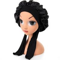 Bonnet en Soie de Haute Qualité le Plus Vendu avec Long Ruban Élastique, Grande Taille, Bonnet de Nuit pour Soin des Cheveux, Utilisation Domestique, Bonnet en Satin