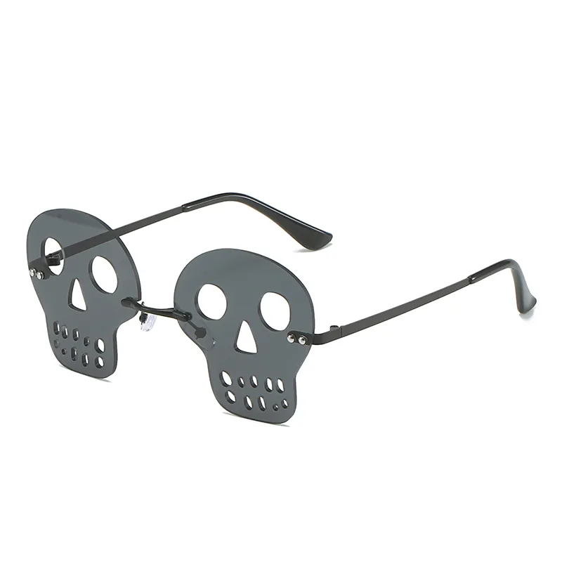 Sunglasses 2022 Fashion Halloween Party Custom Shades Alloy Rimless Skull Shaped Sun Glasses Multi Colors Manufacturer