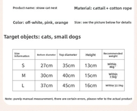 Nid de chat en rotin à motif solide écologique universel toutes saisons lit pour animaux de compagnie en paille feutre de bambou tissé nid de chien été carré vivant