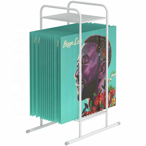 Wire White Vinyl Storage 50 Album Rack Record Display Stand