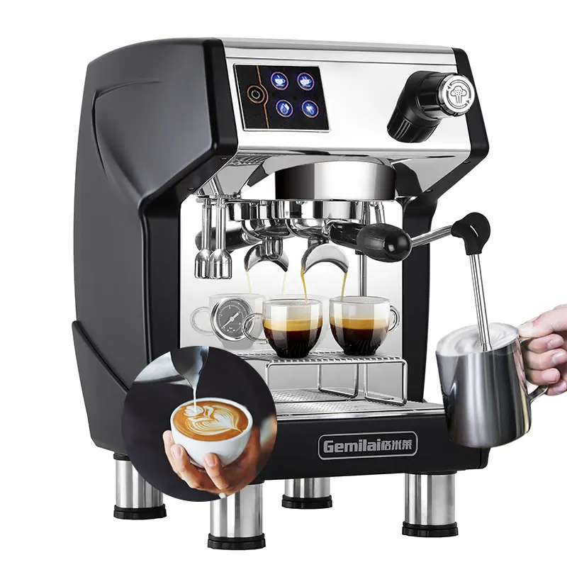 Italiaanse Expresso Koffiezetapparaat Aluminium Office Business Koffie Machine Serie Met Melkopschuimer