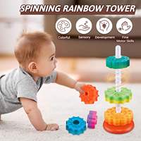 Jouets d'empilage rotatifs, anneaux d'empilage arc-en-ciel, jouet pour bébé, jouet sensoriel Montessori pour l'apprentissage de l'autisme, pour bébés et tout-petits autistes