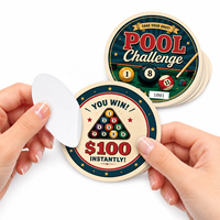 Billets à déchirer double face en carton de haute qualité, personnalisés sur le thème du billard, à languette, de forme ronde, pour un seul fenêtre