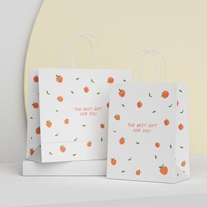 Sac de shopping en papier kraft personnalisé imprimé de luxe classique durable avec poignées en ruban - Product Image 1