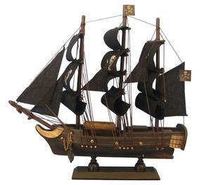 هدايا ترويجية مخصصة مصنوعة يدويًا سفينة PIRATE-تذكار خشبي لؤلؤ أسود ديكور منزلي قارب طويل - Product Image 4