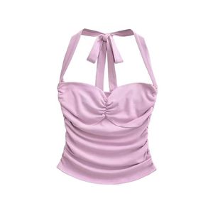 Hauts décontractés pour femmes, coupe ajustée, respirants, col cœur, dos nu, style vintage - Product Image 6