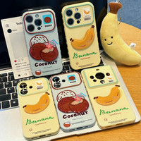 Coque personnalisable en silicone 3D motif banane et noix de coco, antichoc, grande fenêtre, pour iPhone 18 17 Pro Max – Nouvelle collection été, best-seller