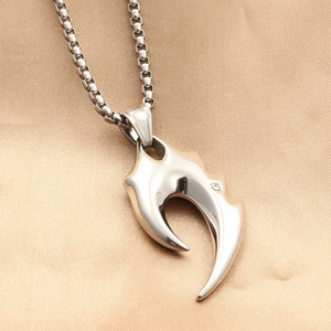 Collier pendentif flamme en acier inoxydable, design pointe, style rétro punk, bijoux pour homme 280348 - Product Image 3