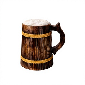 Handmade Wooden <b>Tea</b> Cup <b>Mug</b> with Handle Natural Wood Coffee Cup for Home Party Camping - Product Image 6