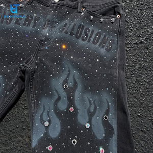 BENTURA Fabricant Vente en Gros Short en <span class=keywords><strong>Jean</strong></span> pour <span class=keywords><strong>Homme</strong></span> Logo Personnalisé Délavé Vintage Usé avec Strass - Product Image 6