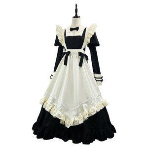 Lolita Maid Outfit Black Long Sleeve With Apron For Cosplay Anime Role Play - Product Image 4