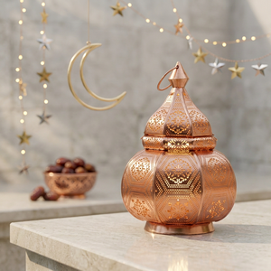 2026 Ramadan <b>Decorations</b> Vintage Copper Metal <b>Moroccan</b> Lanterns for Hanging and Tabletop <b>Decorations</b> - Product Image 1