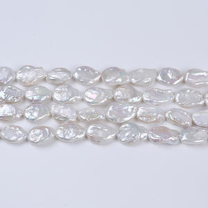 Perles semi-finies en vrac Wenchi 30065, 14-15mm, naturelles d'eau douce, ovales, baroques, en forme de taille, pour bijoux DIY, coloris blanc et rose - Product Image 3