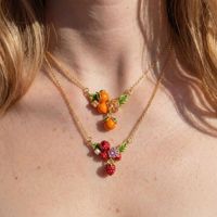 Collar de Cadena de Bambú con Baño de Oro, Serie Frutas, Elegante y Moderno, Regalo Ideal para Mujer, para Uso Diario, Fiestas y Banquetes