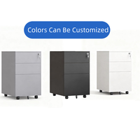 Armoire à dossiers en acier à 3 tiroirs, meuble mobile en métal avec serrure à clé pour un rangement sécurisé des dossiers sur le lieu de travail