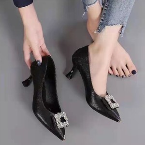 Scarpe da <span class=keywords><strong>Donna</strong></span> Francesi Slip-On con Tacco a Spillo e Punta Aperta, Nuove per Primavera Estate Autunno, Comode per i Piedi, con Punta Affusolata e Aumento di Altezza - Product Image 3