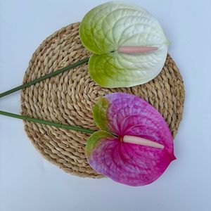 Plante artificielle réaliste en plastique de haute qualité, grande fleur blanche et verte Anthurium, centre de table pour mariage, fête des Mères - Product Image 4