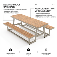 Ensemble table et banc de jardin Meiqi, design intégré, long banc, mobilier de patio commercial pour cour et parc