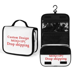 Tas makeup perjalanan poliester promosi Logo kustom cetak sesuai permintaan tas kosmetik untuk kantung wanita grosir tas perlengkapan mandi perjalanan gantung - Product Image 1