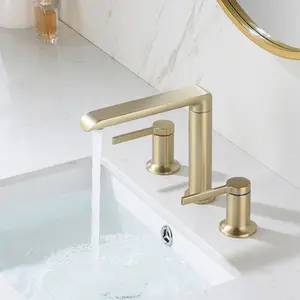 Lusa Factory Price 3 Holes Bathroom Tap Hot And Cold Bathroom Mixer Double Handle Basin Faucet