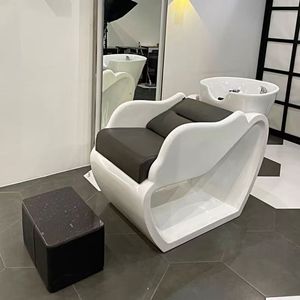 Sillón de Peluquería de Diseño Moderno y Duradero con Lavabo de Cerámica para Barbería, Spa y Hotel, Mueble de Salón en Cuero PU - Product Image 6