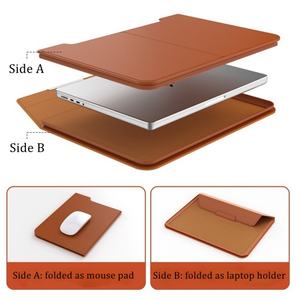 Nouvelle conception de support d'ordinateur <span class=keywords><strong>portable</strong></span> pliable en cuir, étui de protection imperméable 2 en 1 en cuir PU pour ordinateurs portables de 13/14/15,6 pouces - Product Image 3