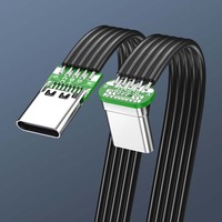 Kabel Fleksibel TPE Tipe C dengan Tekuk Atas/Bawah/Kiri dan Kanan, Transmisi Data 2.0, PD Ramah Lingkungan, 30CM