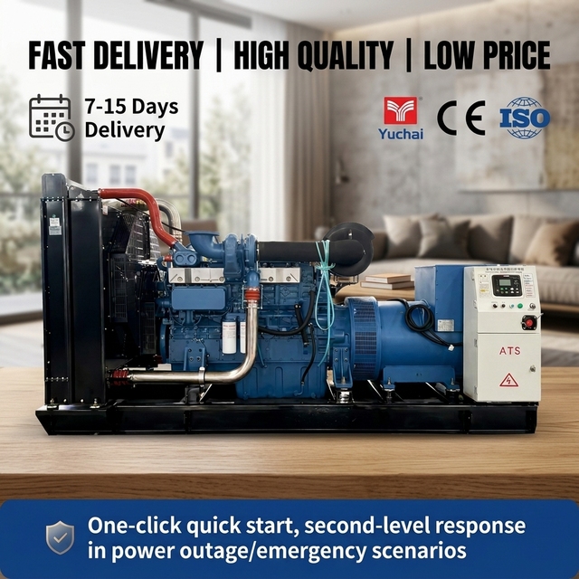 Supreme Yuchai 500kw 625kva Diesel Generator Open Type Frame Auto Start Water Cooled 220v Backup Electric Engine Genset