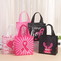Sacs fourre-tout de sensibilisation au cancer du sein Packs de support de ruban rose en tissu avec citations inspirantes sacs à provisions cadeaux
