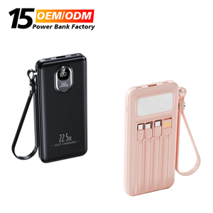 Nouvelle batterie externe portable avec logo personnalisé, charge rapide bidirectionnelle Type-C 22,5 W, double USB, 20000 mAh, 4 câbles intégrés - Product Image 1