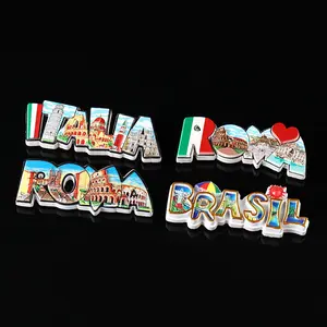 Stiker kulkas huruf Inggris magnet retro, dekorasi rumah grosir magnet kulkas