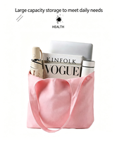 Sac fourre-tout vierge grande capacité couleur macaron avec bandoulière intégrée, sacs réutilisables, cabas en coton couleur unie mignons