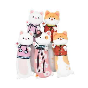 Nuevo juguete personalizado de 110cm, Gato rosa, gatito, almohada grande para abrazar, almohadas largas para Cama de Gato de dibujos animados, Animal relleno de algodón, Gato de peluche