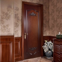 Porte en bois massif Sapele de style européen avec garniture sculptée à la main et isolation phonique, portes pour maisons, portes en bois pour maison