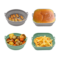 Panier d'accessoires pour friteuse à air en silicone antiadhésif, pliable, carré, rond, plateau de cuisson en silicone pour friteuse, doublure en silicone pour friteuse