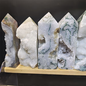 Di alta qualità muschio agata Druzy torre di cristallo pietra curativa per la decorazione domestica - Product Image 3