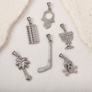Colgante de Acero Inoxidable para Hombre con Diseños de Mano de Hamsa, Calavera, Menorah, Palmera, Ábaco, Palo de Hockey, para Collares y Pulseras DIY, Venta al por Mayor - Product Image 6