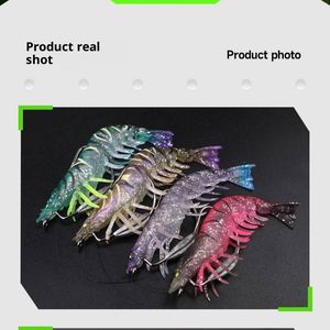 Nuevos señuelos de pesca de camarón artificial de TPE suave de 95 mm y 10 g, 9 colores, que se hunden, luminosos, para lubina - Product Image 2