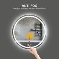 Miroir LED rond rétro-éclairé avec interrupteur tactile mural, miroir intelligent pour salle de bain avec lumière LED, cadre en aluminium, diamètre 90cm