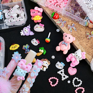 Hot Sale 12 Grids Nail Finger Decoration Nail Supplies <b>Cute</b> Cartoon Kitty Resin Butterfly <b>Bear</b> Bow Nail Charms - Product Image 5