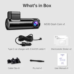 AZDOME M330 1080P Dashcam Cámara con WIFI incorporado Control de voz Super Night Vision 24 horas Monitoreo de estacionamiento Car Dash Cam