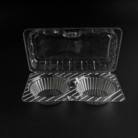 Boîte à tartelettes en plastique transparent à 2 cavités avec couvercle à fermeture rapide pour présentation en boulangerie, vente à emporter et stockage de desserts