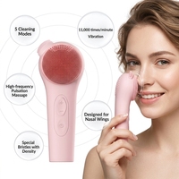 Nettoyeur facial à ultrasons en silicone, nettoyage en profondeur des pores, massage du visage, appareil de beauté à usage domestique, brosse nettoyante intégrée