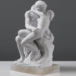 Famosa statua di figura occidentale a grandezza naturale in marmo bianco nudo amore coppia statua pietra signora nuda con scultura uomo - Product Image 2